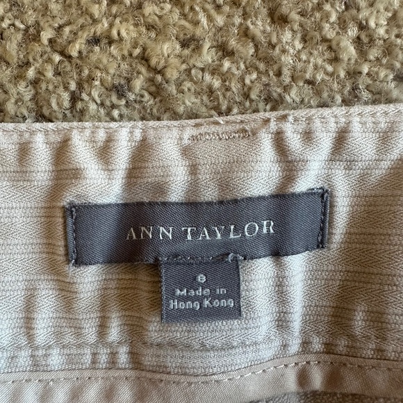 Ann Taylor Tan Striped Straight-Leg Pants – Size 8 - Picture 3 of 10